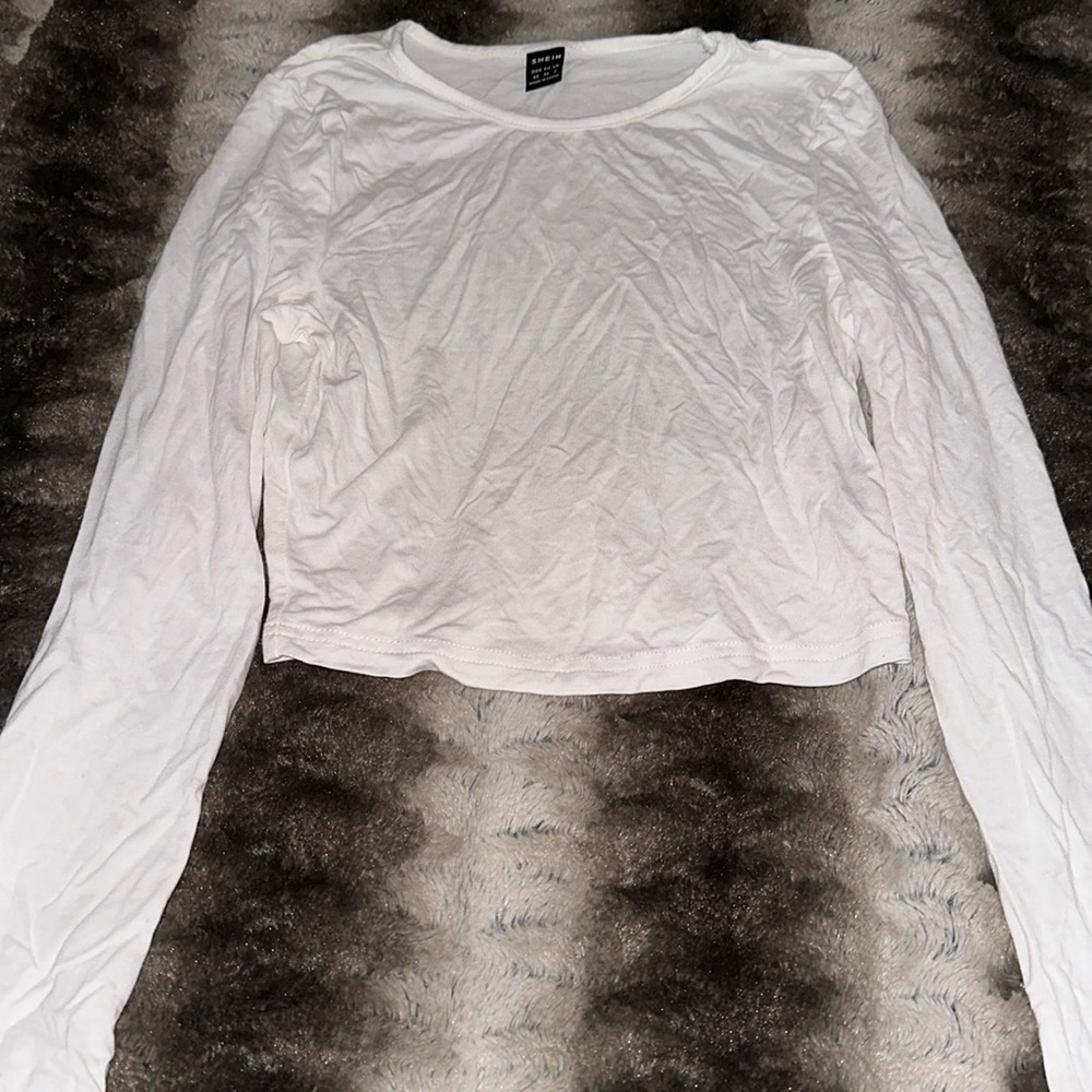 SHEIN white cropped long sleeve top